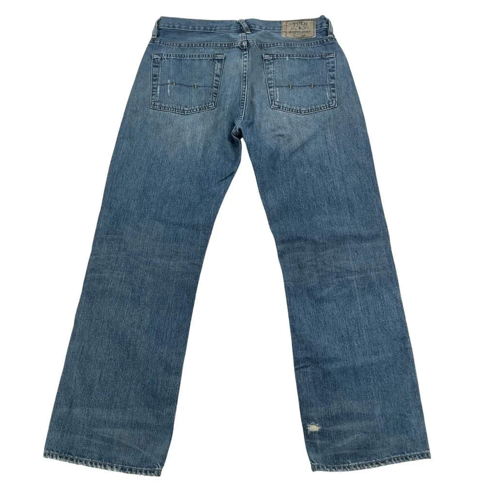 Polo Ralph Lauren Jeans Mens 32x30 Blue Button Fly Straight Leg Vintage 90s